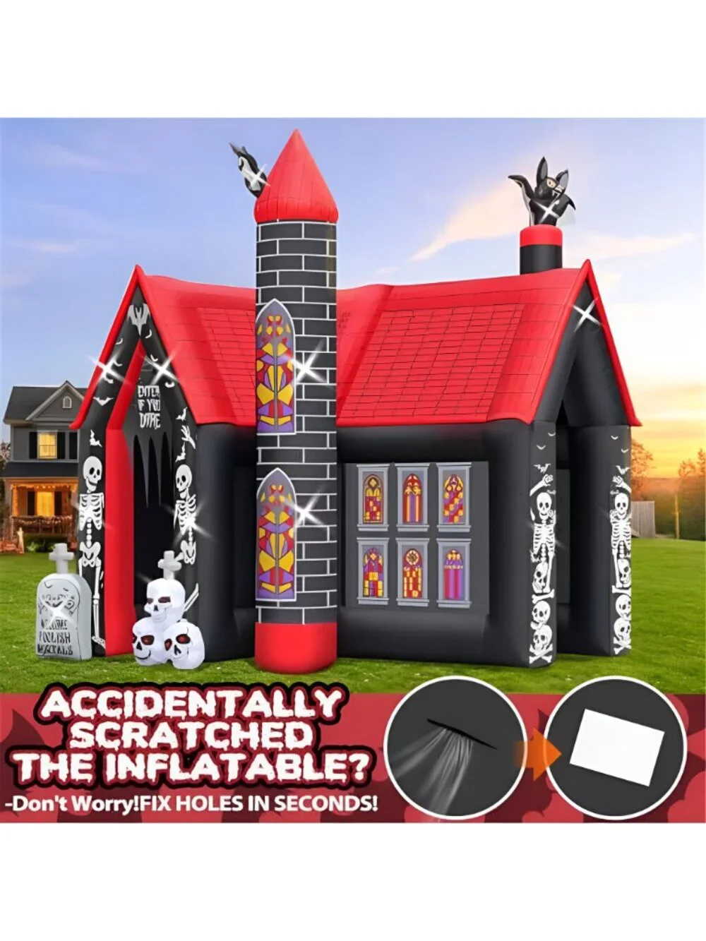 10FT Halloween Inflatable Archway,L-Shape Haunted House Inflatable